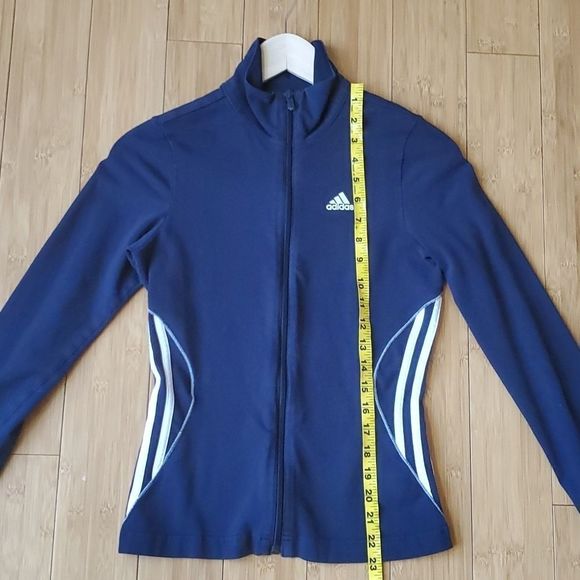 3️⃣💲2️⃣0️⃣ ADIDAS navy zip front athletic top sweat top XS - Picture 10 of 13